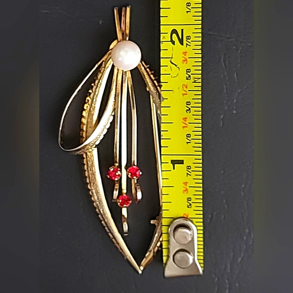 Emby Brooch and Earrings, 40's Brooch and Earring Set, Gold Over Sterling Silver - Picture 9 of 9